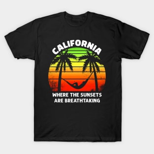 California where the sunsets are breathtaking - retro T-Shirt